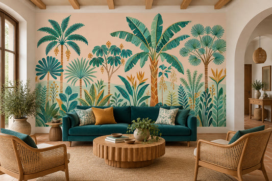 Tropical Palm Trees Wallpaper Retro Botanical Wall Mural
