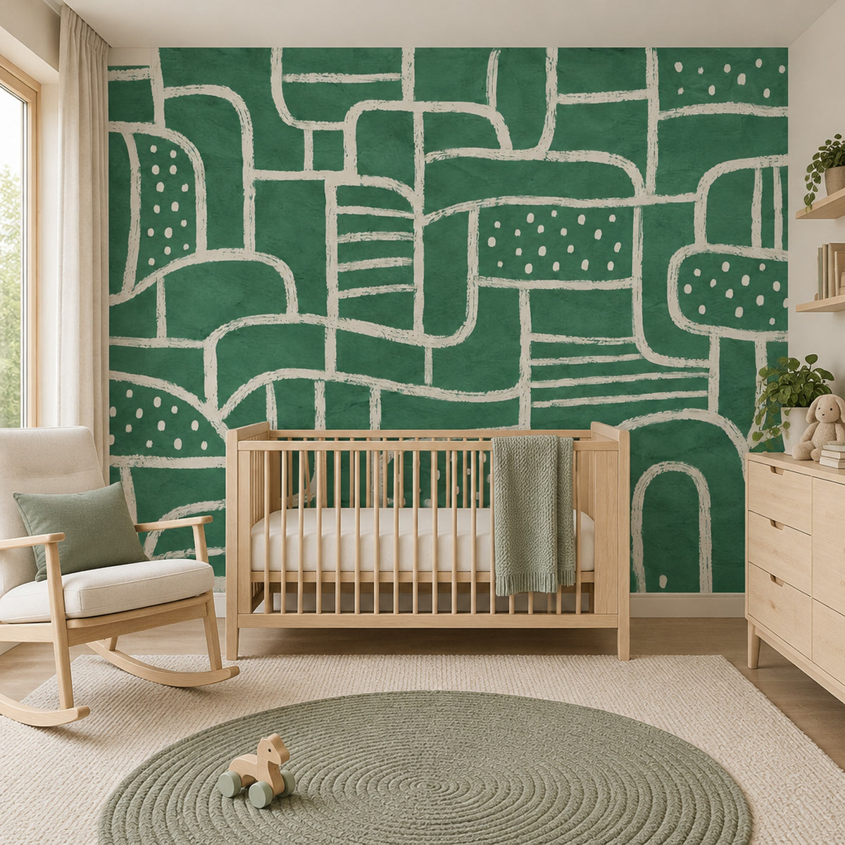 Hand Drawn Teal Arches Wallpaper Modern Geometric Wall Mural
