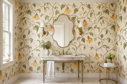 Watercolor Ivy Vines Wallpaper Muted Green Botanical Wall Mural
