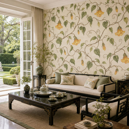 Watercolor Ivy Vines Wallpaper Muted Green Botanical Wall Mural
