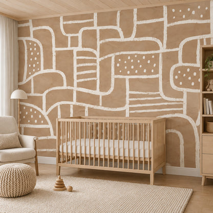 Hand Drawn Arches And Dots Wallpaper Neutral Abstract Wall Mural