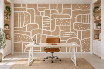 Hand Drawn Arches And Dots Wallpaper Neutral Abstract Wall Mural