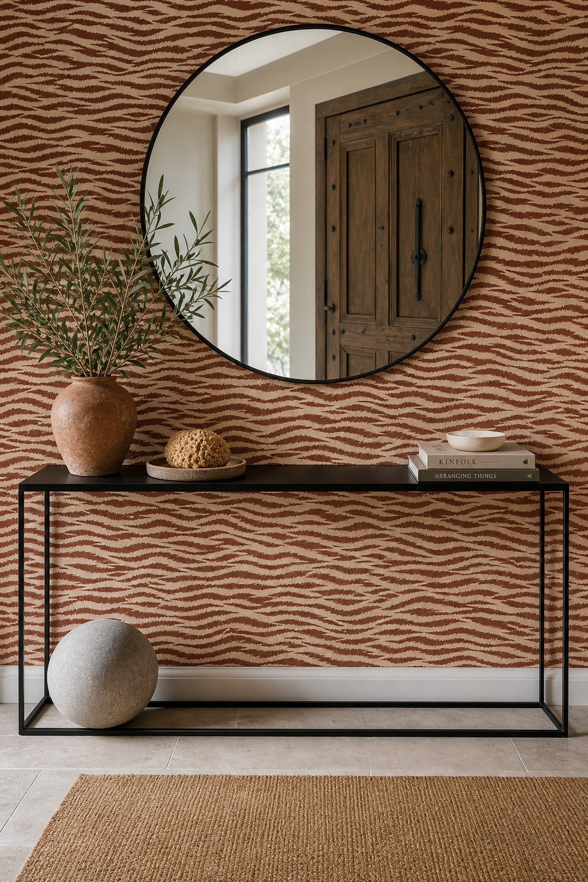 Tiger Stripe Wallpaper Brown Brush Stripes On Cream