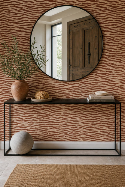 Tiger Stripe Wallpaper Brown Brush Stripes On Cream