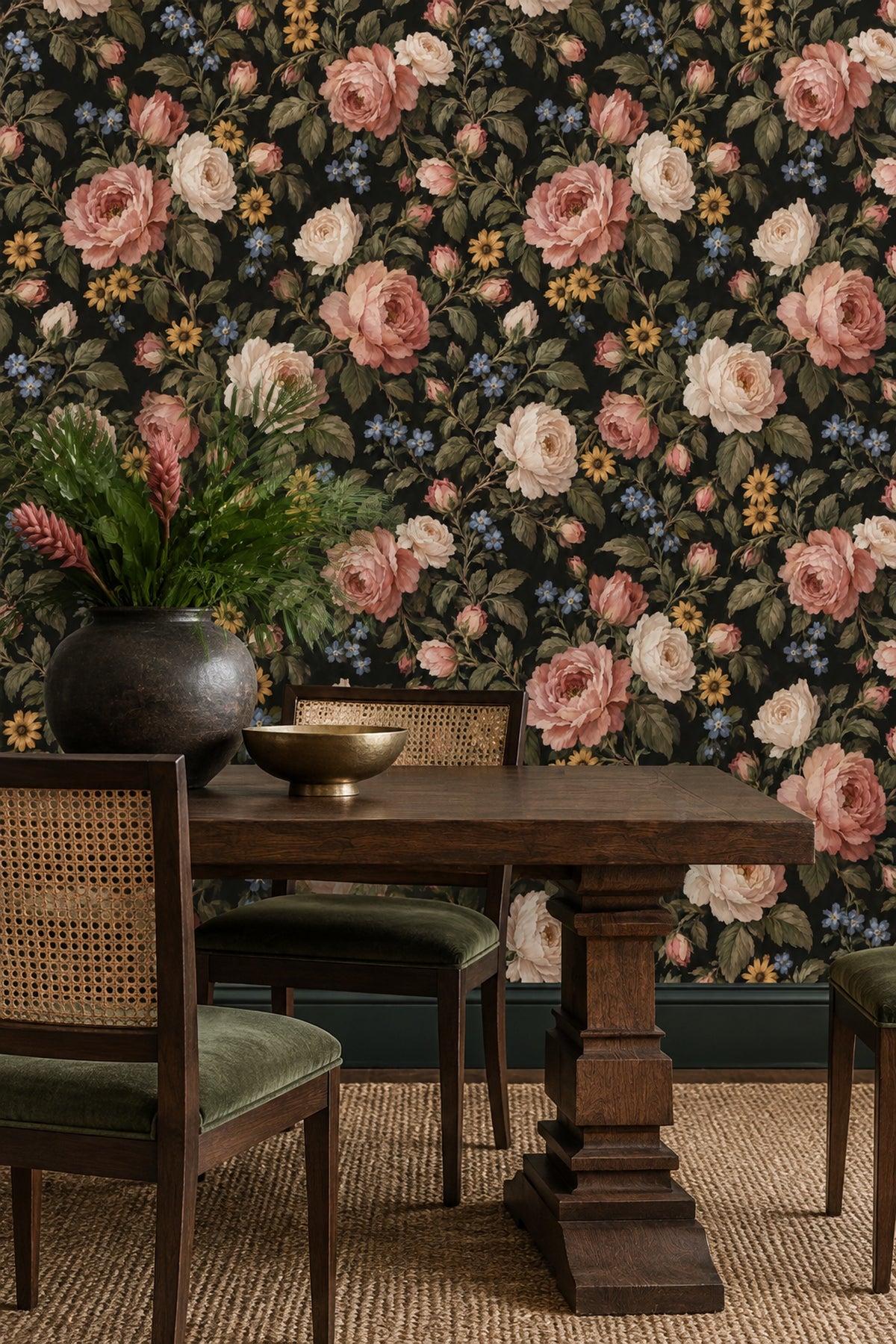 Pink And Cream Roses Wallpaper Dark Floral Black Background
