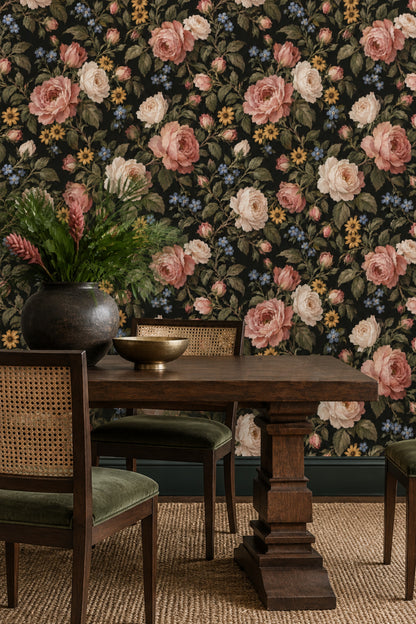 Pink And Cream Roses Wallpaper Dark Floral Black Background