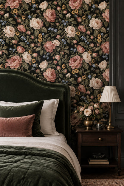 Pink And Cream Roses Wallpaper Dark Floral Black Background