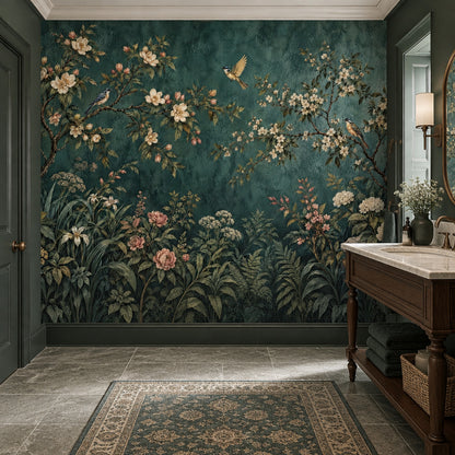 Blossoming Tree Branches Wallpaper Dark Floral Wall Mural
