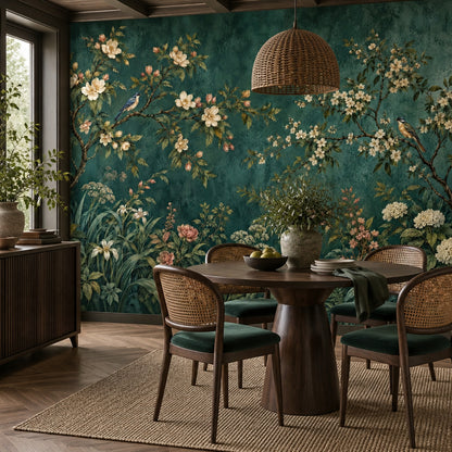 Blossoming Tree Branches Wallpaper Dark Floral Wall Mural