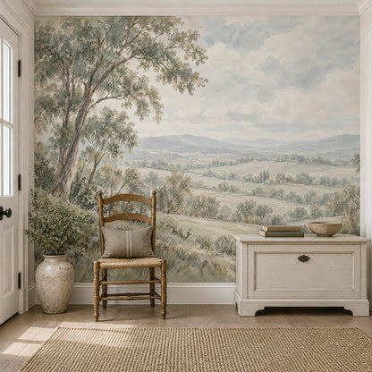 Rolling Hills Landscape Wallpaper Vintage Countryside Wall Mural