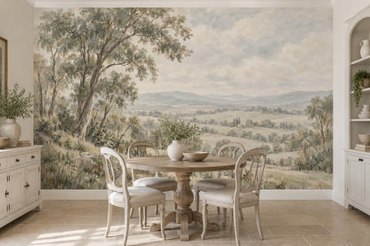 Rolling Hills Landscape Wallpaper Vintage Countryside Wall Mural