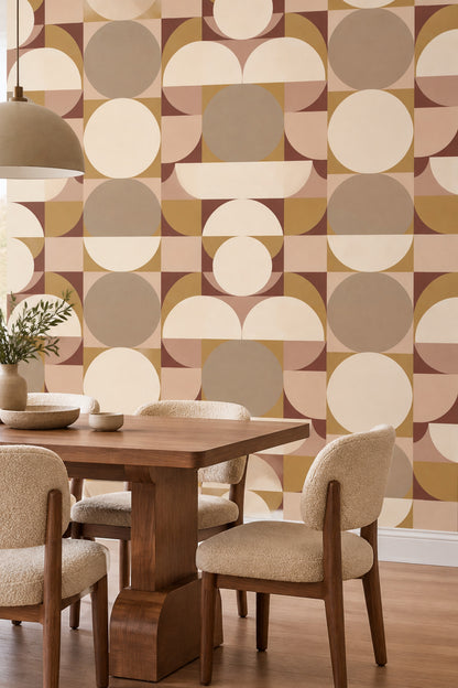 Overlapping Circles Wallpaper Mid Century Modern Geometric Panels