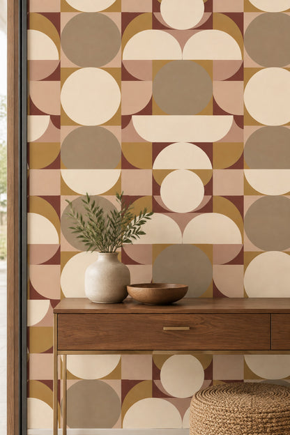 Overlapping Circles Wallpaper Mid Century Modern Geometric Panels