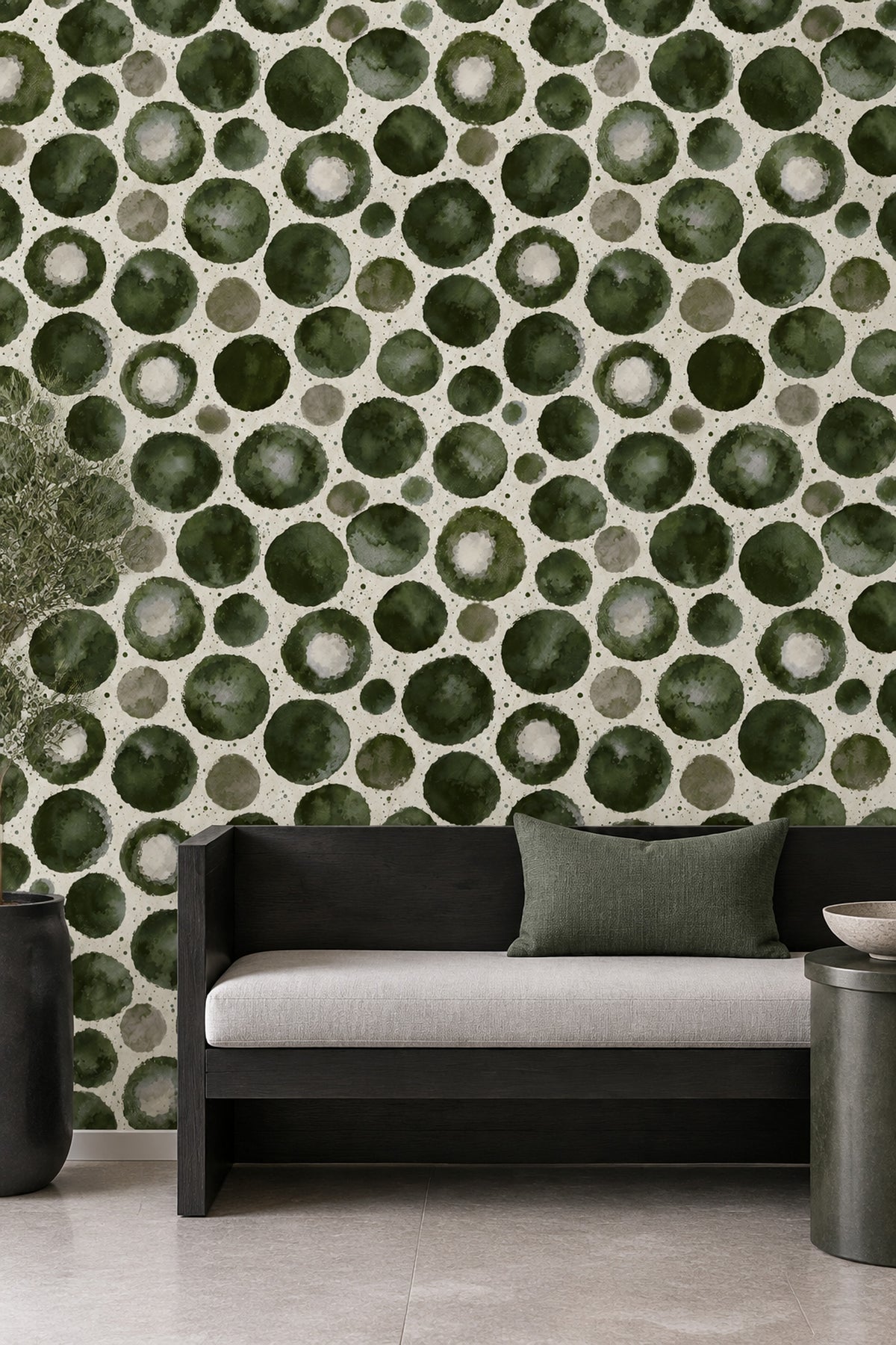 Watercolor Circles Wallpaper Green Abstract Dots