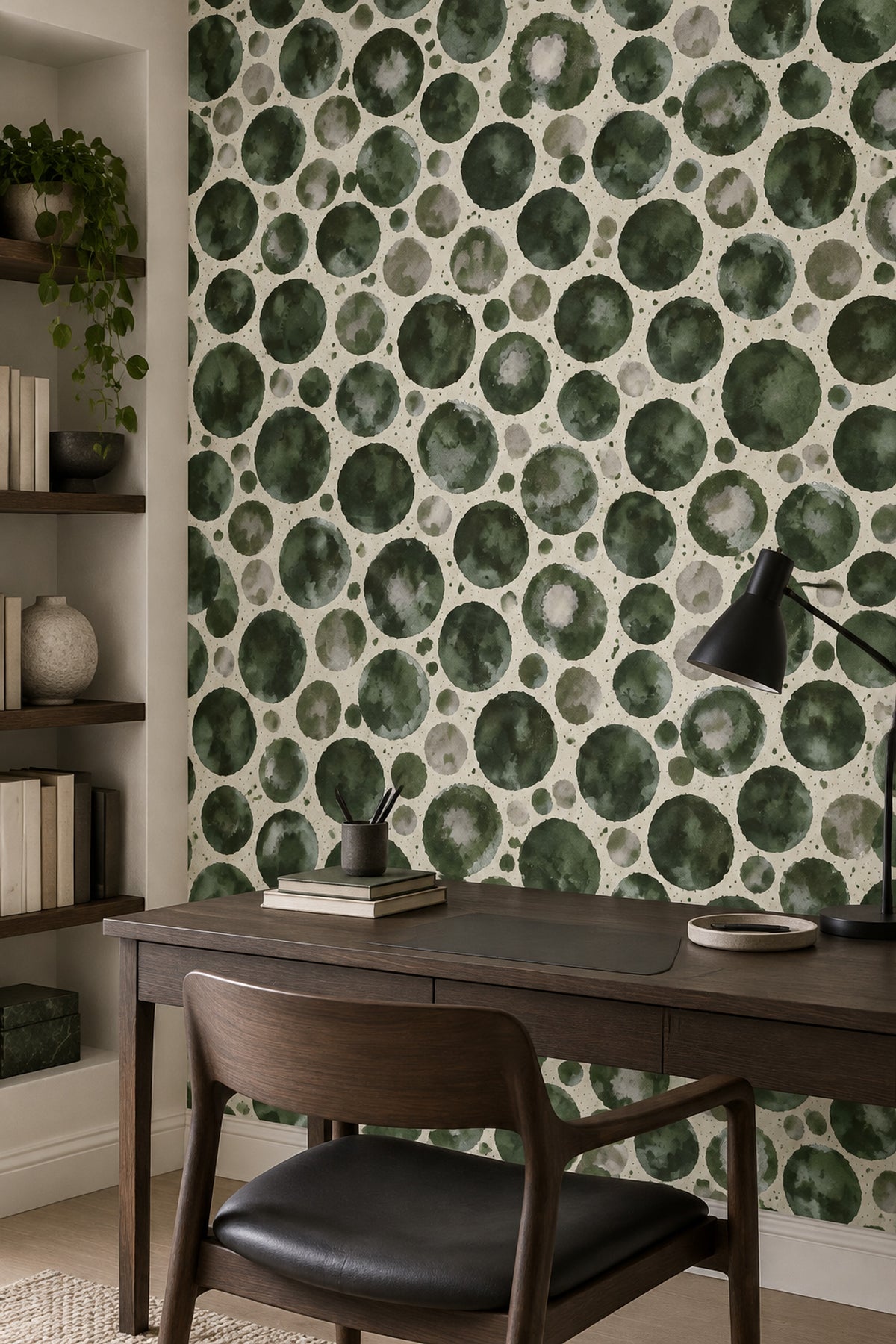 Watercolor Circles Wallpaper Green Abstract Dots