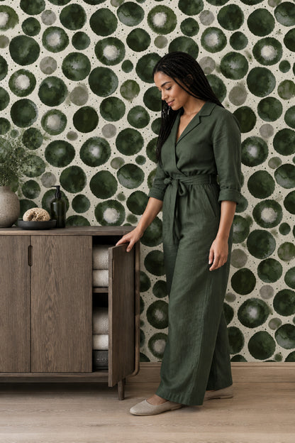 Watercolor Circles Wallpaper Green Abstract Dots