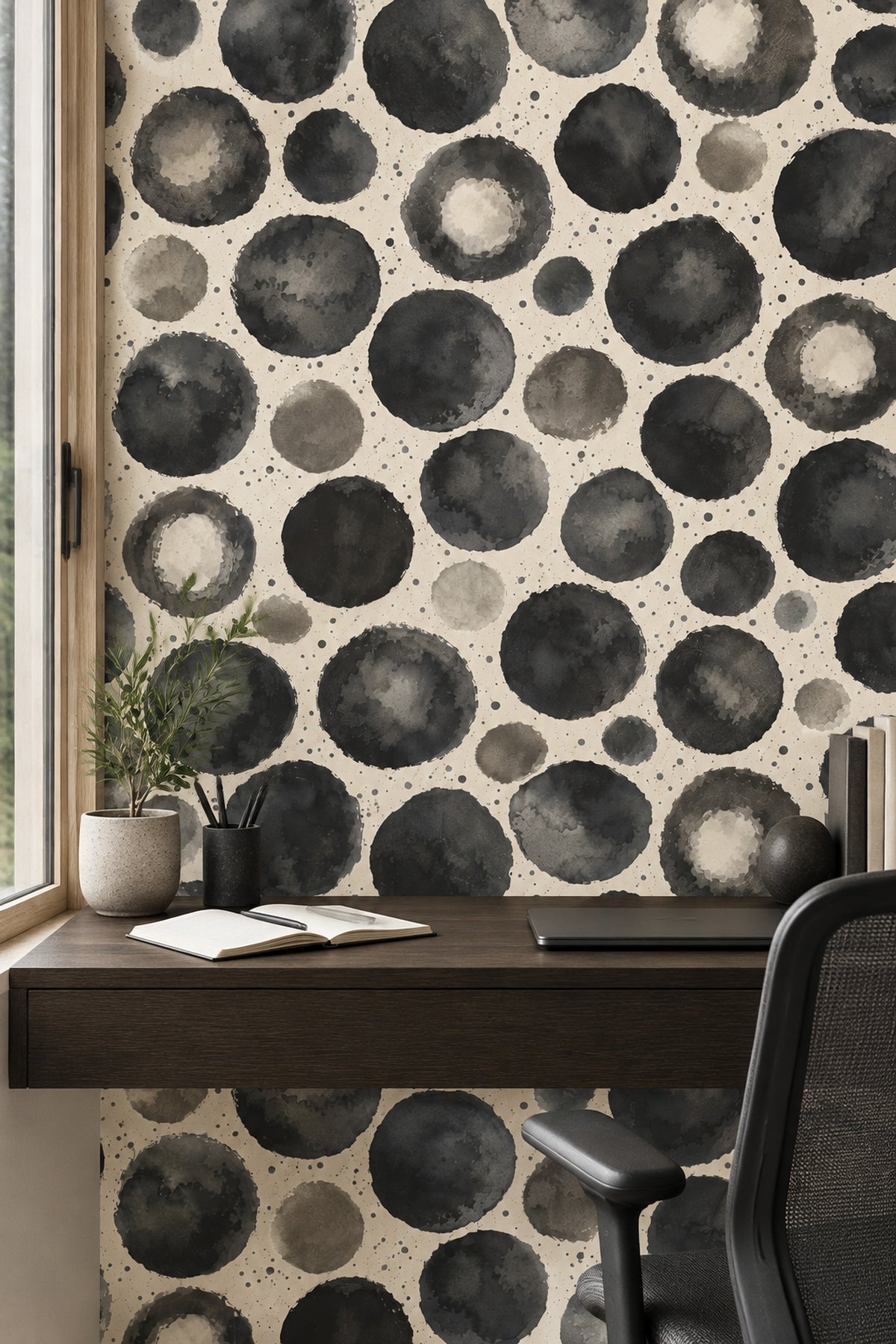 Watercolor Circles Wallpaper Black And Gray Ink Splatter