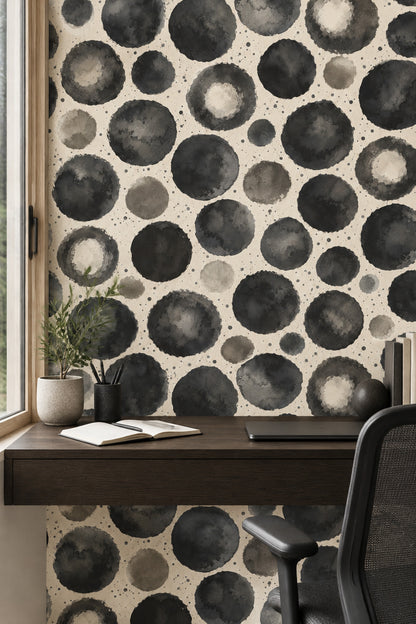 Watercolor Circles Wallpaper Black And Gray Ink Splatter