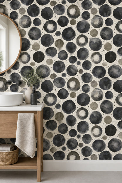 Watercolor Circles Wallpaper Black And Gray Ink Splatter