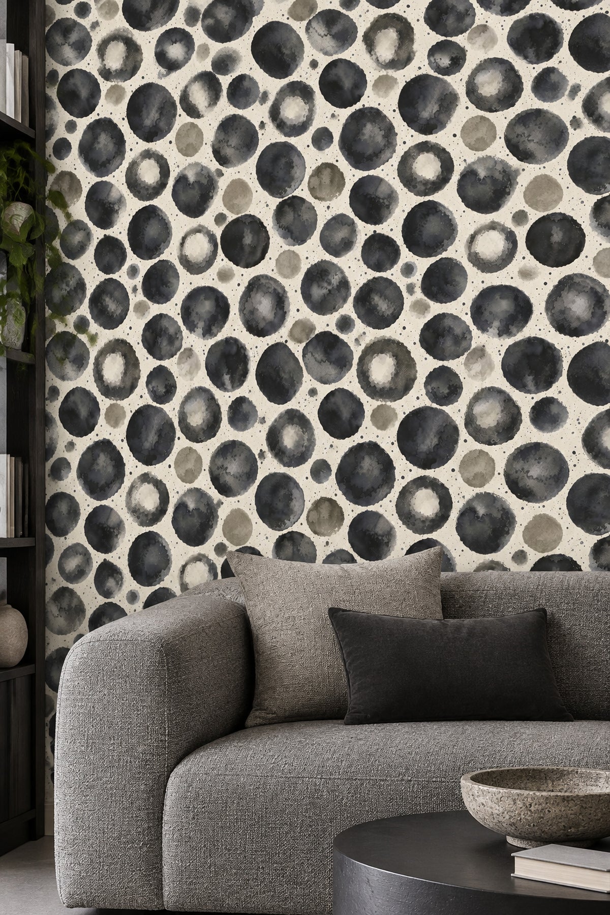 Watercolor Circles Wallpaper Black And Gray Ink Splatter