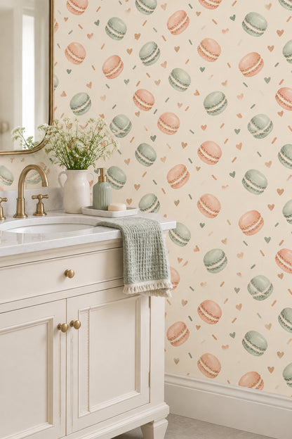 Pastel Macaron Wallpaper Watercolor Texture On Cream Background