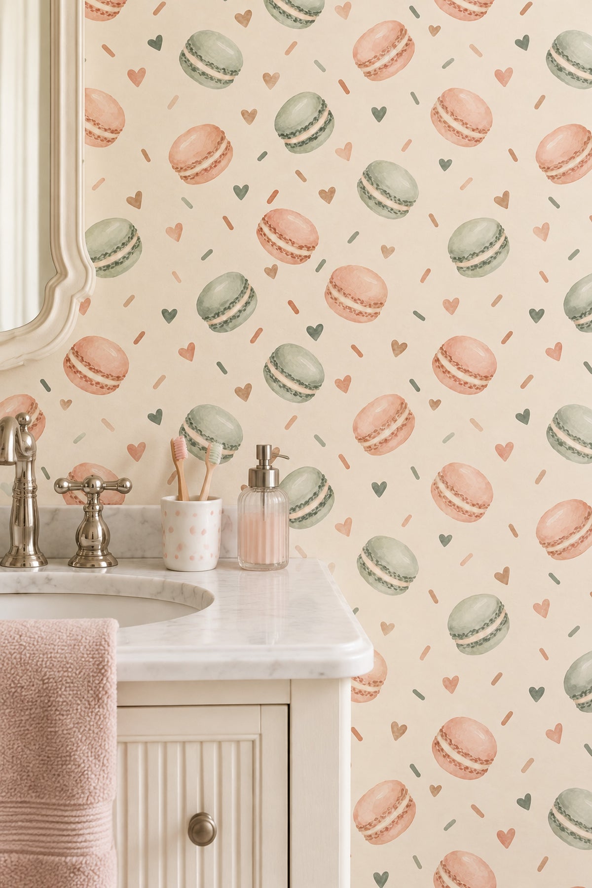 Pastel Macaron Wallpaper Watercolor Texture On Cream Background