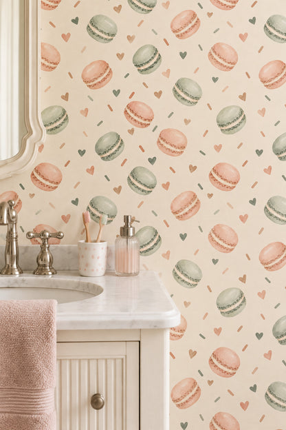 Pastel Macaron Wallpaper Watercolor Texture On Cream Background