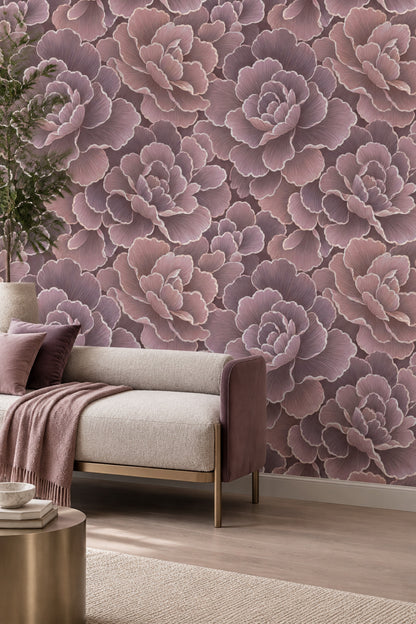 Oversized Rose Petal Wallpaper Dark Floral In Blush And Plum