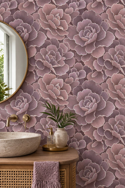 Oversized Rose Petal Wallpaper Dark Floral In Blush And Plum