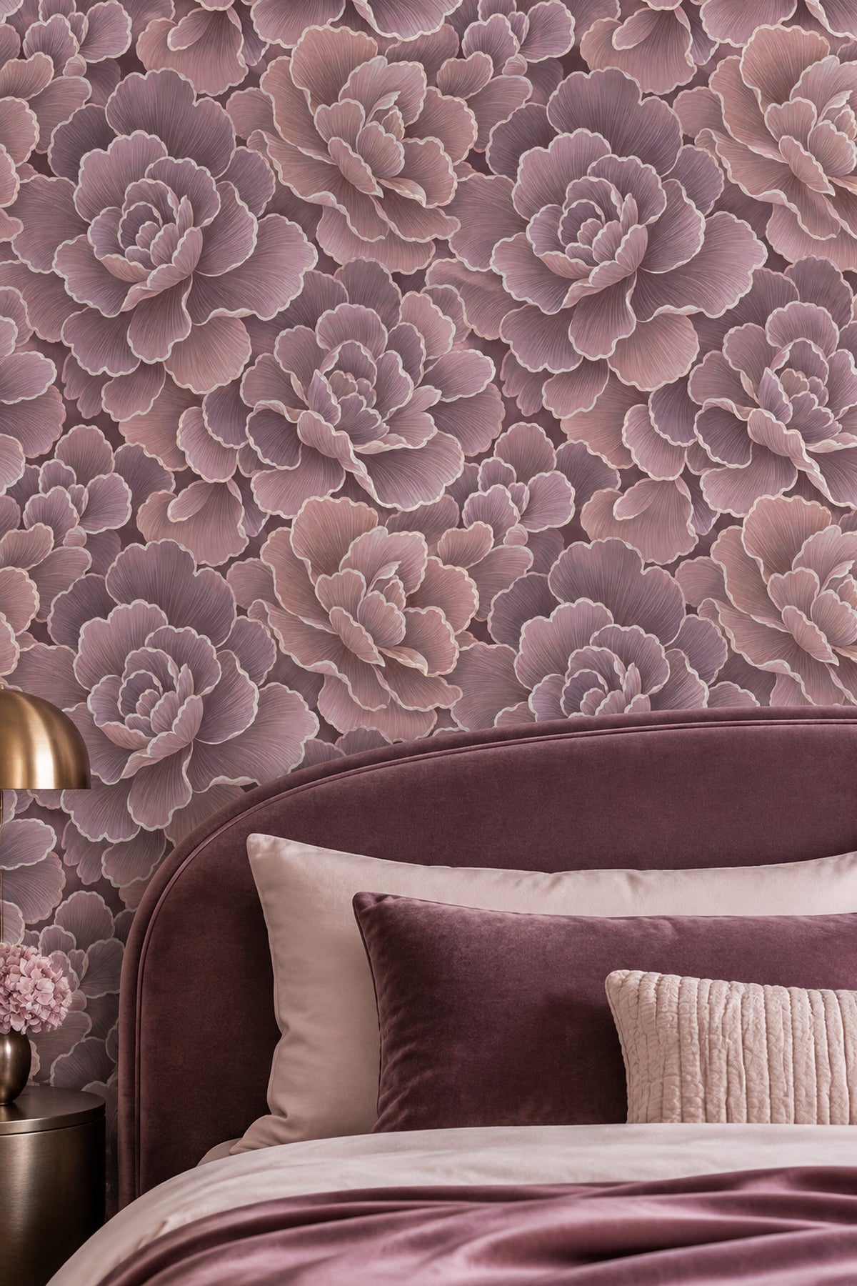 Oversized Rose Petal Wallpaper Dark Floral In Blush And Plum
