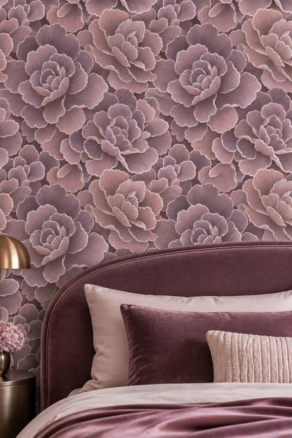 Oversized Rose Petal Wallpaper Dark Floral In Blush And Plum