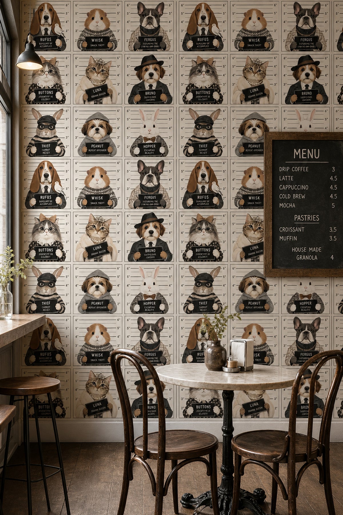 Pet Mugshots Wallpaper Grid Pattern On Light Beige Background