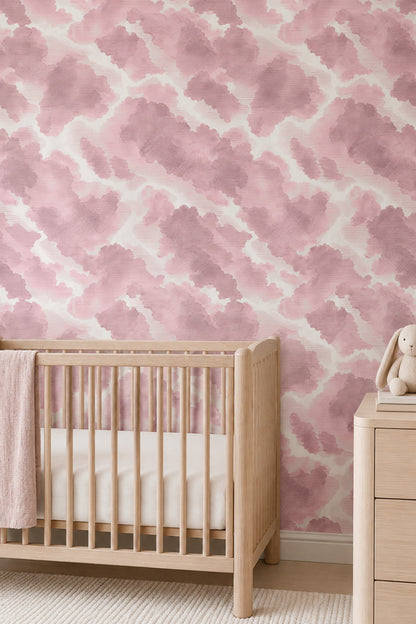 Blush Watercolor Blotches Wallpaper Soft Pink Abstract On White Background