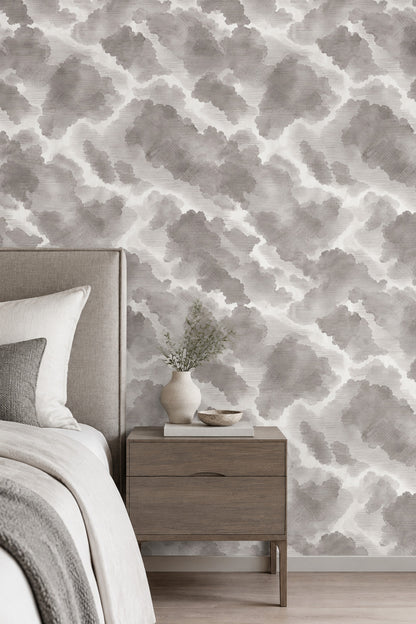 Gray Watercolor Blotches Wallpaper On White Background