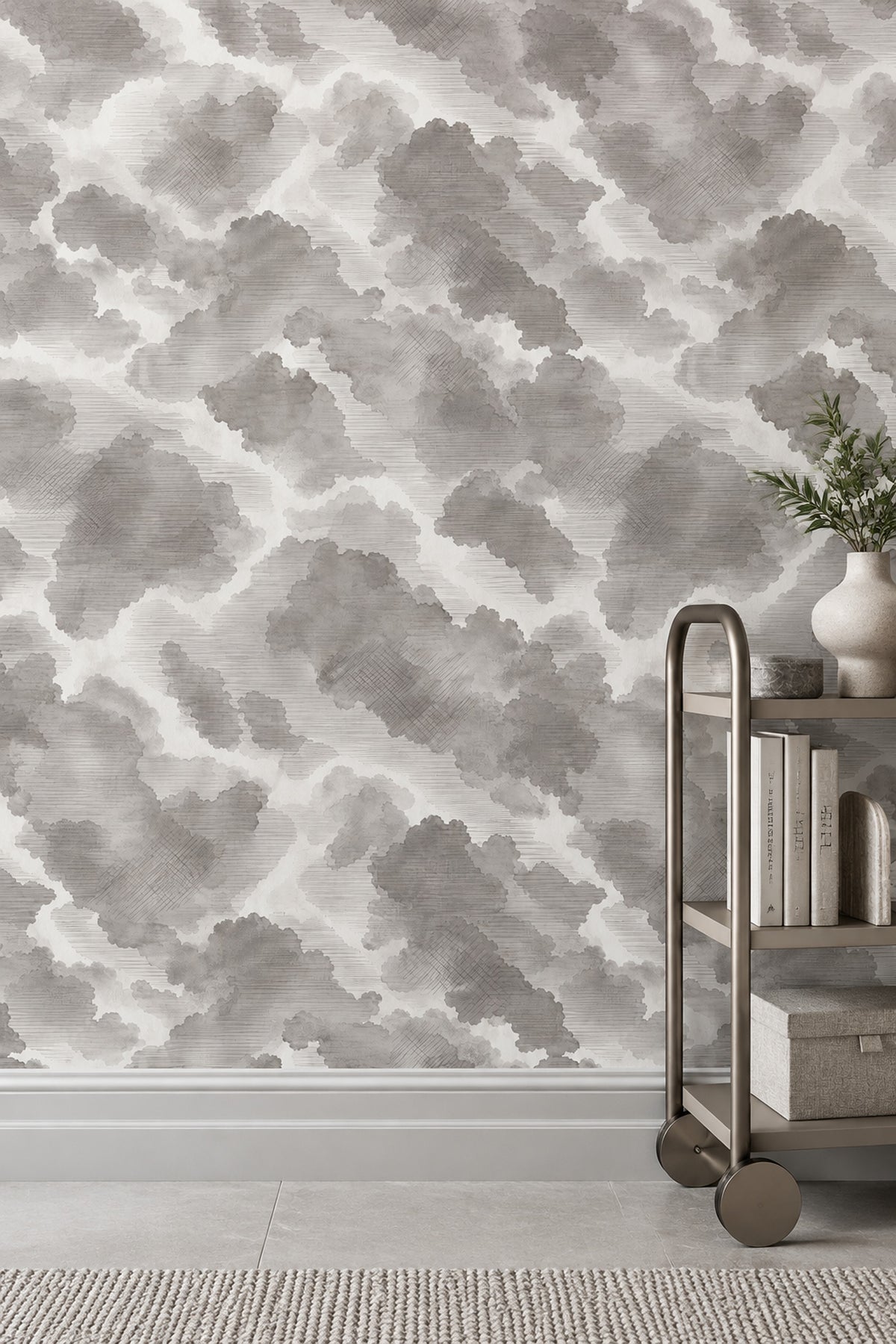 Gray Watercolor Blotches Wallpaper On White Background