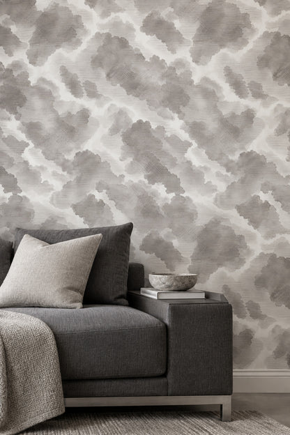 Gray Watercolor Blotches Wallpaper On White Background