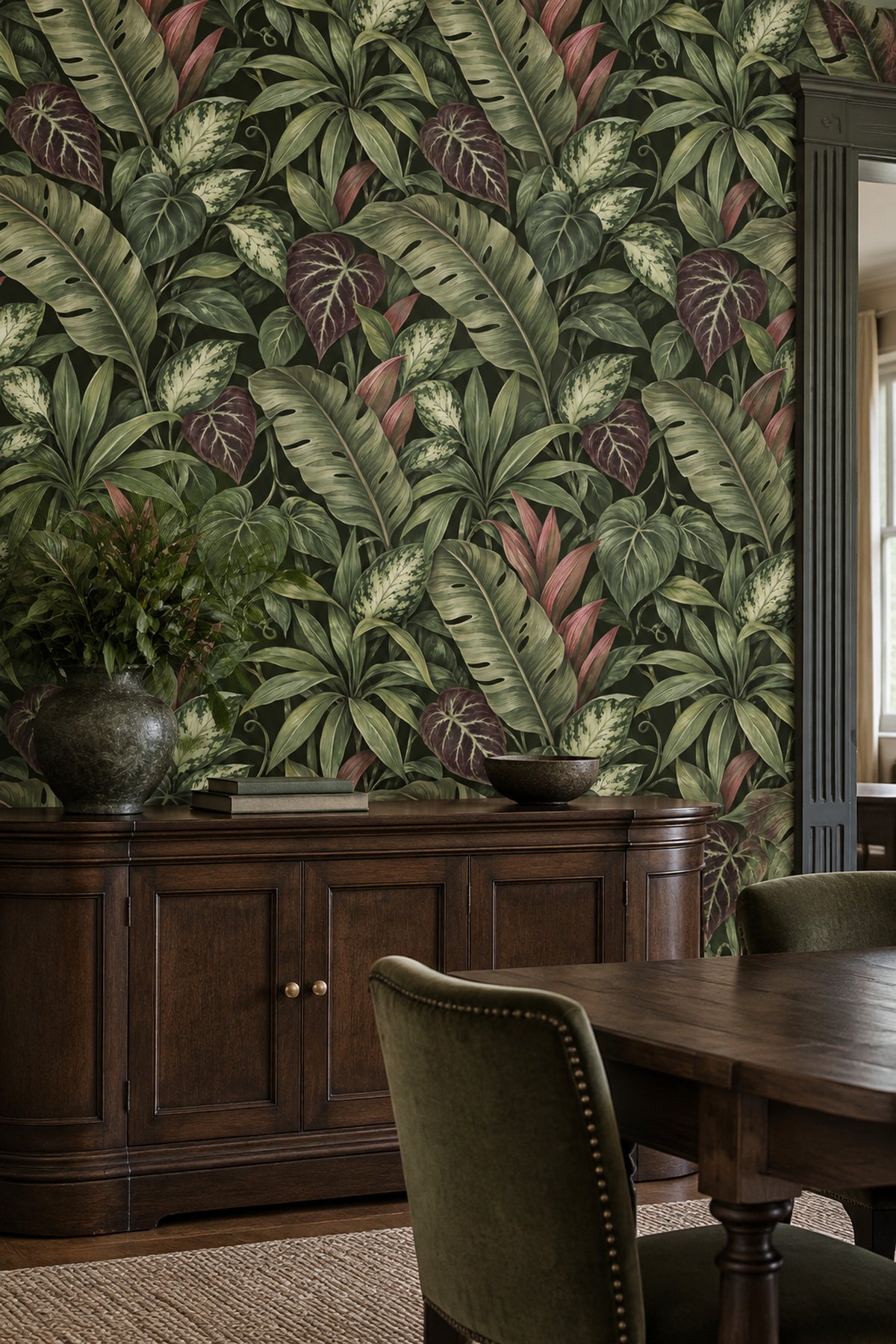 Tropical Leaves Wallpaper Dark Botanical Jungle Foliage