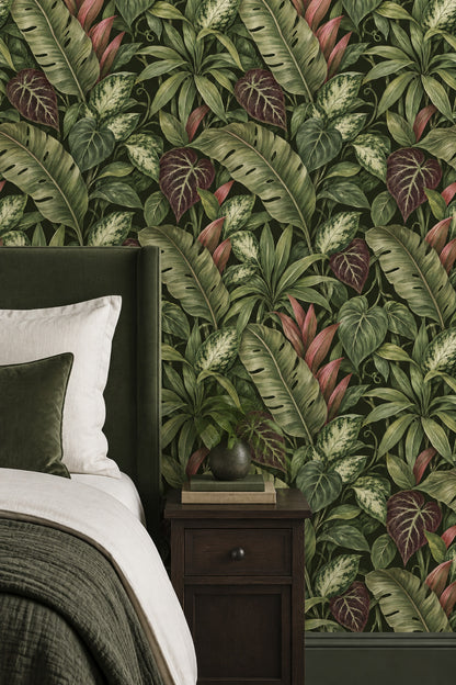 Tropical Leaves Wallpaper Dark Botanical Jungle Foliage