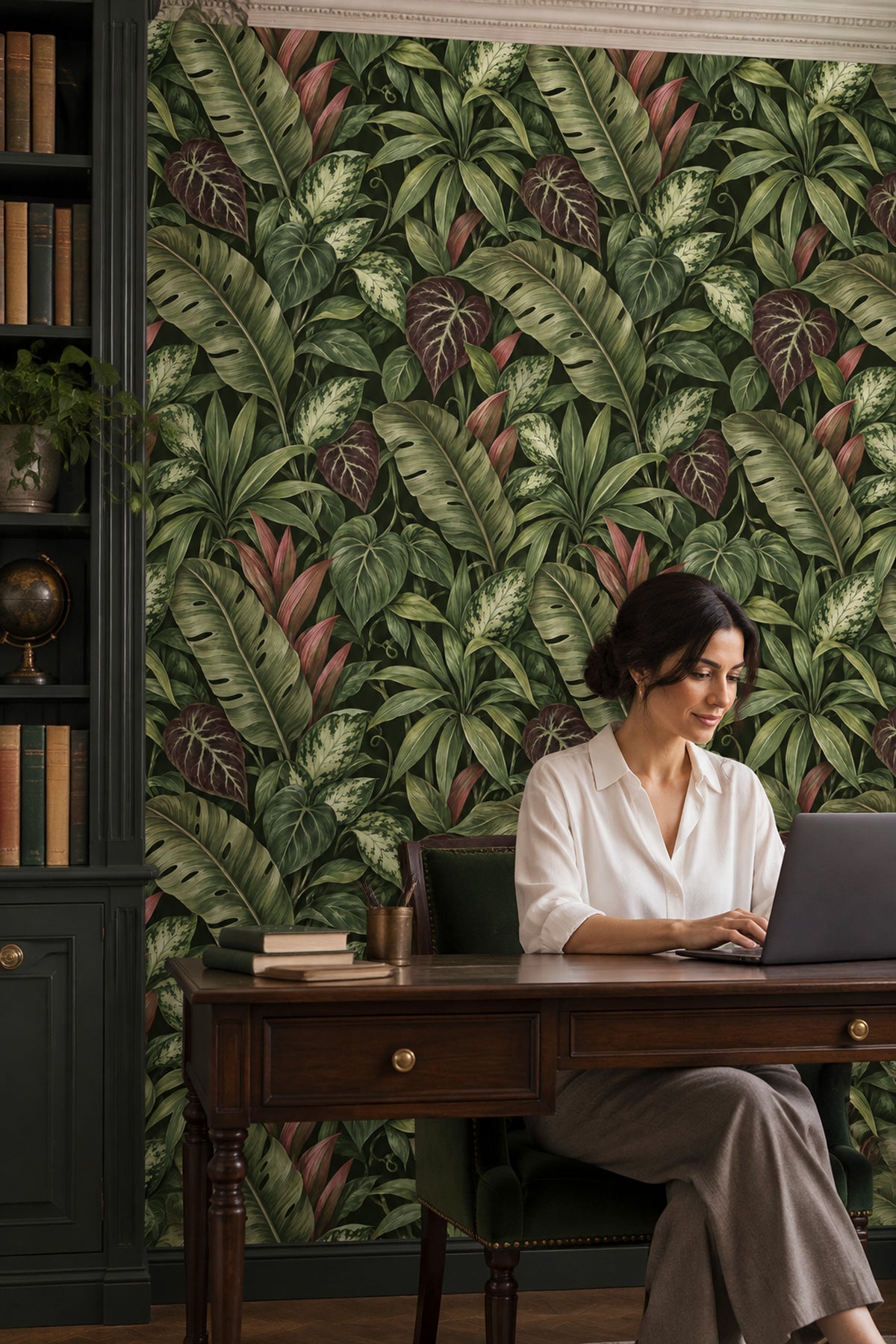 Tropical Leaves Wallpaper Dark Botanical Jungle Foliage