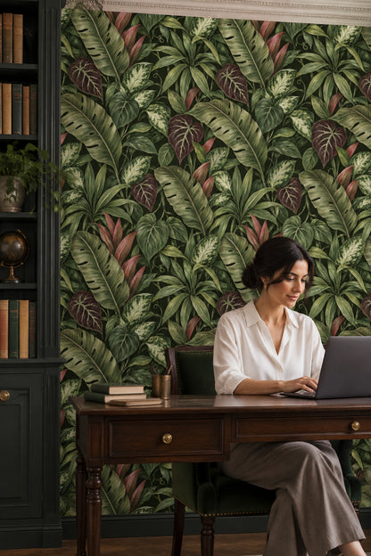 Tropical Leaves Wallpaper Dark Botanical Jungle Foliage