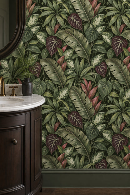 Tropical Leaves Wallpaper Dark Botanical Jungle Foliage