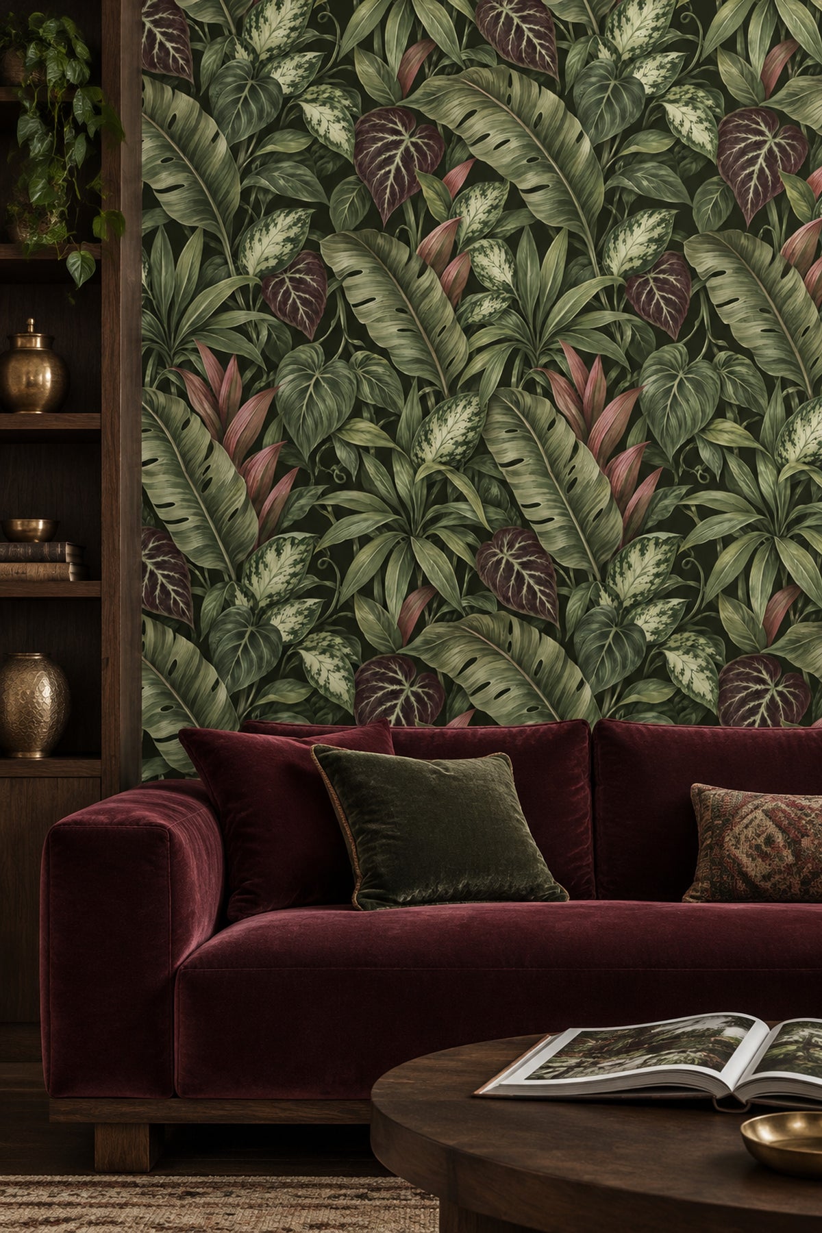 Tropical Leaves Wallpaper Dark Botanical Jungle Foliage