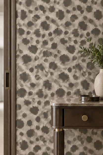 Leopard Spots Wallpaper Taupe Gray Neutral Animal Print