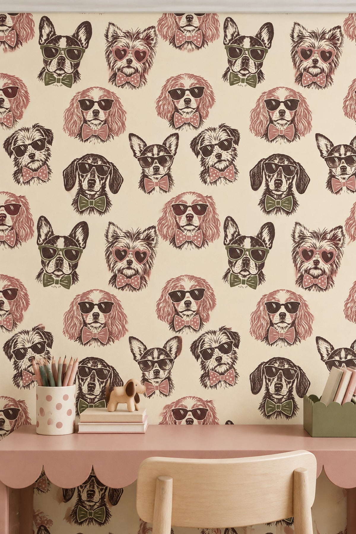 Sunglasses Dogs Wallpaper Retro Portraits On Cream