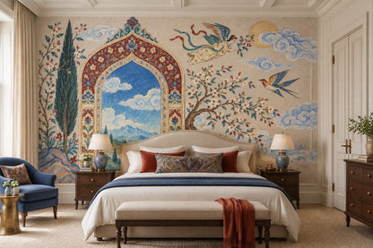 Ornate Persian Arch Landscape Wallpaper Mural Vintage Inspired Miniature Style