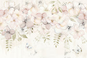 Watercolor Floral Wallpaper Pastel Blossoms Cream Background Wall Mural design