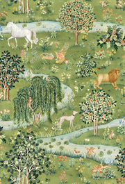Forest Green Pastoral Wildlife Wallpaper design