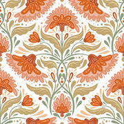 White Background Wallpaper Vintage Floral Mural design