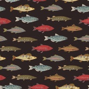 Black Multicolor Fish Pattern Wallpaper design