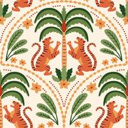 Tigers Wallpaper Palm Trees Floral Decorative Mural design